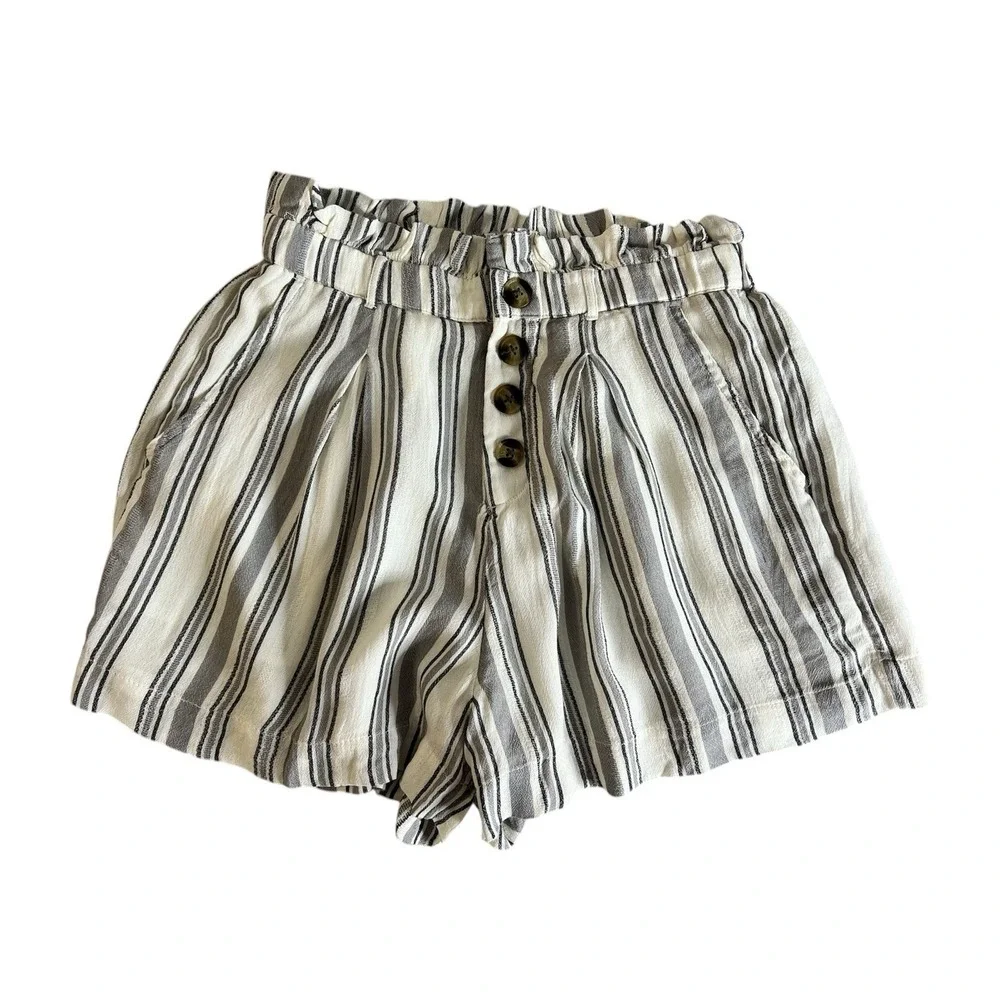 American Eagle High Waisted Striped Button Front Runner Short Size‎ Small NWT